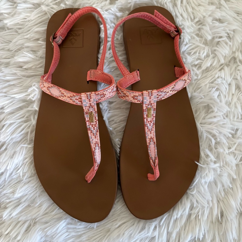 Reef Womens Strappy Thong Sandals Size 9 Buckle Back Strap Cushion Pink